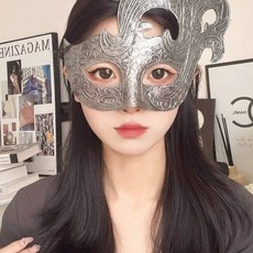 무도회가면 중세시대 오페라가면 여왕 마스크걸 캐쉬 파티 앤티크 실버 반면, 1개, D. 앤틱 실버