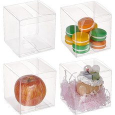 10개 정사각형 투명 PVC 사탕 상자 선물 포장박스 10x10x10cm, 분명한