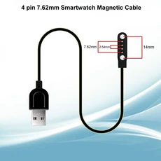 1개 4핀 7.62밀리미터 마그네틱 USB 스마트 워치 충전 케이블 호환 접촉 핀 간격 7.5밀리미터8밀리미터, 01 4P762
