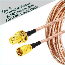 어댑터 케이블 플러그 암 잭 커넥터 안테나 익스텐션 점퍼 피그테일, 1개, 1. SMB F to RPSMA F, H. 3 Meters