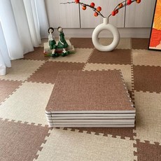 셔니엘 사계절 면마 조립식 퍼즐매트 냉기 습기 차단 미끄럼방지 바닥매트, 10개, 브라운