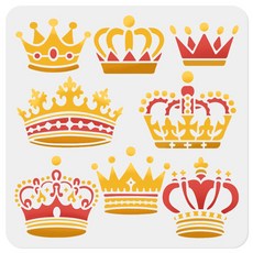 PET 로열 크라운 페인팅 스텐실 왕관 테마 벽화 패턴 고급스러운 홈 데코 DIY, 크라운 46, 1개