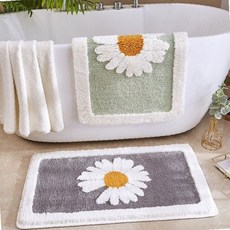 데이지 꽃무늬 극세사 발판 욕실 화장실 주방 현관 침실 바닥 미끄럼방지 흡수력, 레몬 트리 L 50x80cm