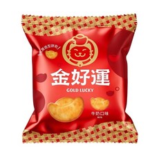 金好運 元寶造型餅乾 牛奶口味 經典包裝袋 3入組, 3個, 牛奶造型餅乾