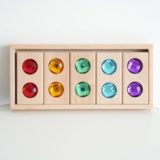 亞克力高透立方體寶石積木兒童益智早教感官彩虹方塊幼兒園玩具, 1個, 5顆不透