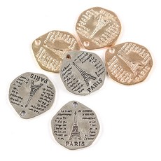 펜던트 레터링_에펠탑 메탈 악세사리 부자재 팔찌 만들기 재료 참장식, B0405. 골드, 1세트