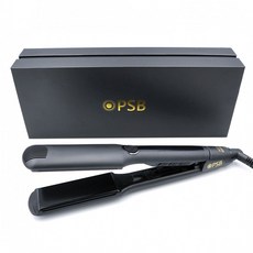 PSB負離子陶瓷離子夾環球電壓窄版寛版(附贈隔熱套)溫度60度 220度 造型直捲兩用, 寛板(3.5cm) 快速燙髮用, 黑色, PSB負離子陶瓷離子夾
