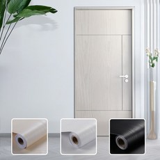 Jeernare 무늬목 에어프리 인테리어필름 방문 가구 현관문 리폼 방수 시트지 셀프벽지 90*200CM, 블랙
