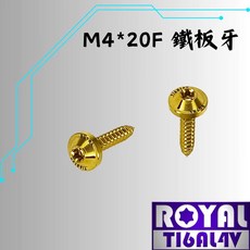 ROYAL 鈦合金 M4*20F 飛碟頭 鐵板牙螺絲, 1個