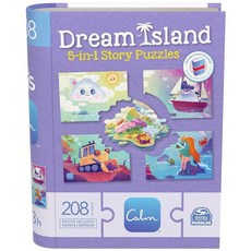 Spin Master Games Calm 앱 Dream Island 5in1 스토리 퍼즐 208피스 어린이 를 30일 구독 포함 만 5세 이상 218023, Calm 5-in-1 스토리 퍼즐