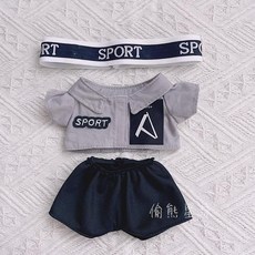 20cm娃衣SP髮帶灰襯衫相機帥男友風套裝，棉花娃娃衣服胖胖體適用，打造獨特可愛風格