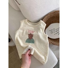 韓國夏兒童卡通螺紋印花無袖上衣