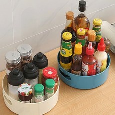 360도 회전 주방 화장대 사무실 정리 데스크 간편 회전 트레이, 360도회전트레이 화이트