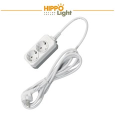 히포 2구 멀티코드 연장선 멀티탭 전기릴선 콘센트 연장케이블, 1개, 화이트, 10m