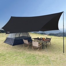 탑 랜더 완벽한 99.99% 빛 차단 대형 팔각형 캠핑 방수 암막 블랙코팅 타프 UV50 차단 야외 및 관광용, 타프 세트, 블랙
