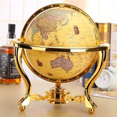 엔틱 지구본 서재 사무실 세계지도 인테리어 25cm 합금 럭셔리 34cm, A. 라이트 럭셔리 미디엄 25cm 높이 34cm 스탠