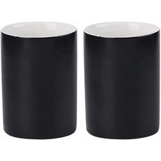 가올린치 욕실 컵 2개 세라믹 칫솔 홀더 텀블러 9온스, Black, 9 oz