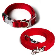 아띠지기 반려동물 목줄 + 핸즈프리 리드줄 세트, 레드, 1세트