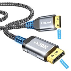 LDLrui 디스플레이포트 미니 HDMI 케이블 5FT UHD 3840P/4K 60Hz DP 미니 HDMI 단방향 코드 나일론 굽힘 저항성 데스크탑 노트북 휴대용 모니터 AMD, LDLrui 디스플레이 포트 - 미니 HDMI 케이블