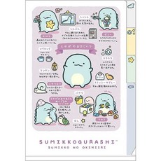 莫莫日貨 日本製 角落生物 A6 三層半透明迷你資料夾 L夾 文件夾 (共5款), 1個, 05.藍恐龍 FA16807