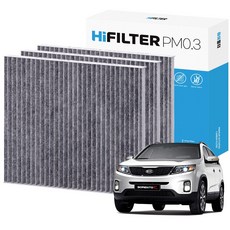 2+1 하이필터 PM 0.3 활성탄 자동차 에어컨 필터 기아, 3개, 뉴 쏘렌토R (2세대/XM PE) HI-I109