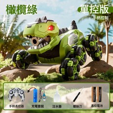 4DRC 恐龍遙控車 八輪特技噴霧聲控玩具車, 1個, Y12綠色-手柄+噴霧音樂:三電套餐-二個備用電池+螺絲刀五號