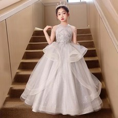 女童粉色公主禮服 鋼琴演出生日花童禮服