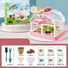 식물키우기 관찰키트 과학실험 화분놀이세트 재배 텃밭 식물 성장 관찰 과학 실험 선룸, 핑크