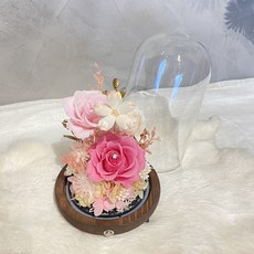 永生花玻璃罩燈飾：浪漫氛圍燈、居家裝飾擺件、生日禮物首選, 粉色