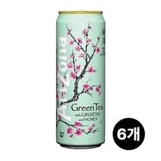 아리조나 그린티 위드 진생&허니 6캔(650mlx6캔) 녹차음료수주스, 680ml, 6개