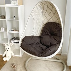 클라우드썬 그네의자쿠션 라탄 빈백 그네 흔들의자 원형 스윙 둥지, 등받이형, 1개, 커피색두꺼움세탁기사용가능