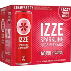 IZZE Sparkling Juice Beverage Blend Strawberry No Sugar Added 8.4 FL OZ 6 Cans, 248ml