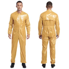 남성 공장 작업복 유광 방수 먼지 부드러운 긴 소매 점프수트, 01 S, 04 Khaki