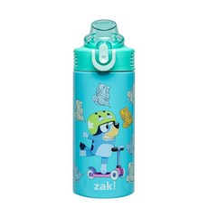 ECLATIS Zak DESIGNS 디자인 Peppa Pig Sage 아동용 물병 학교 또는 상쾌한 여행용 414ml14온스 스테인리스 스틸 빨대 손잡이 및 누출 방지, Bluey & Bingo