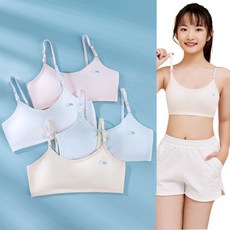 IEDUOS주니어 2단계 메쉬브라 여아 성장기 순면 브래지어 4종세트