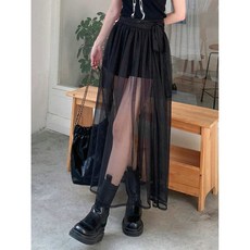 WEILI 女式網眼拼接透視半身裙