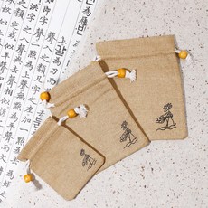 전통 린넨 복주머니 11색 패브릭 파우치 미니 포장 한국전통기념품 어린이집 설날 명절 운수상점, 2. 연갈색