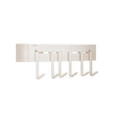 【cobbe 卡貝】廚房壁掛式排勾 - 多功能廚具收納架 免釘靈活拆卸清洗, 1個, FJ-30B023-T白5勾排勾30cm, 白