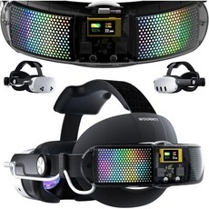 Meta Quest 3 3S용 10000mAh 배터리가 장착된 헤드 스트랩 투명 RGB 조명 스마트 전원 디스플레이 탄소 섬유 향상된 편안함과 균형을 조절 VR 헤드셋 2076