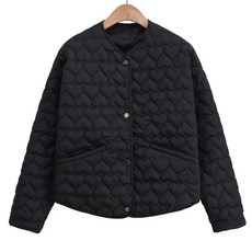 HXAO 2024 여성 겨울 자켓 가을 겉옷 퀼트 코트 블랙 화이트 경량 패딩 파카, L, 검정색