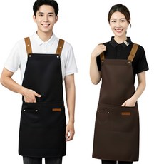 아로몽드 길이조절 예쁜 앞치마 생활방수 1+1 다용도 카페 바리스타 주방 공방, 2개, 블랙+브라운