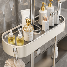 Yodevoe 무타공 욕실 선반 샤워기 기둥 거치대 크림실버, 은색. 은빛.