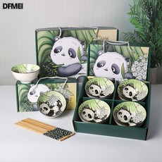 DFMEI 熊貓陶瓷餐具碗筷套裝禮盒裝家用新款飯碗開業贈送伴手禮釉下彩碗, 1個, 萌寶熊貓, 單碗