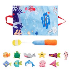 嬰幼兒布藝趣味釣魚玩具 啟蒙益智早教配對數字收納墊 布制兒童玩具, 1個, 海洋13件套