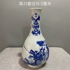 明崇禎 手繪青花人物 膽瓶, 如圖所示