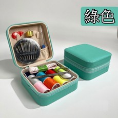 立雅小舖 便攜家用針線盒套裝 多色縫紉線 家用旅行必備針線包LY0116, 1個, 綠色