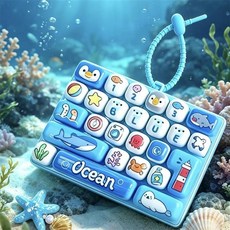 재미있는 26구 대왕 키캡 귀여운 고양이 캐릭터 피젯 키보드 클리커 키링 버튼 또각 딸깍이 토이 스트레스해소 장난감 열쇠고리, B 블루 sps647