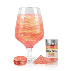 Dazzjoy 음료용 골드 식용 글리터 식품 등급 7g 케이크 장식 칵테일 럼용 쉬머 메탈릭 색소 파우더, D. 로즈 골드
