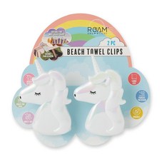 Core Home 수영장 또는 크루즈용 비치 타월 프리미엄 클립 보안 클램프 플라스틱 무지개 빛깔의 유니콘 2개 구성 세트 / 콜렉션 245166, Core Home 수영장 또는 크루즈용 비치 타월 프리