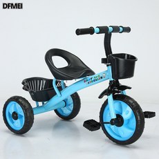 DFMEI 兒童三輪車腳蹬腳踏車寶寶手推單車1-3-5-6歲 小孩玩具車, 1個, 1cm, 經典前後框藍:參考詳情